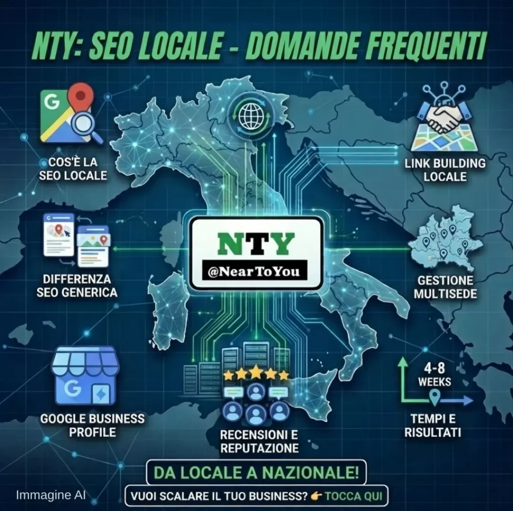 Illustrazione NTY sulla SEO locale: domande frequenti per le PMI