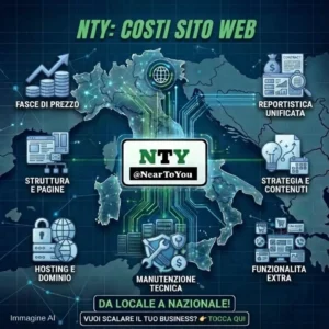Infografica NTY sui costi di un sito web aziendale: fasce di prezzo e voci di costo nascoste