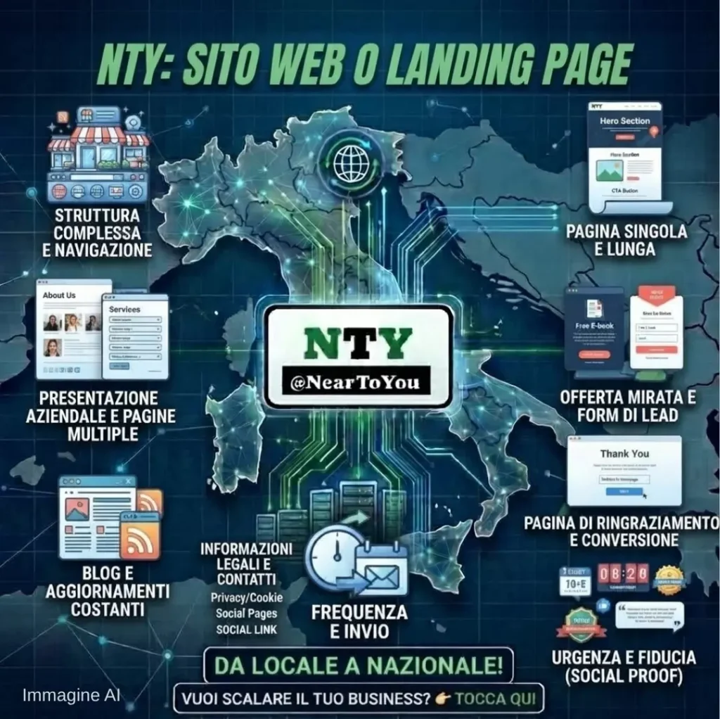 Illustrazione NTY sulle differenze tra sito web e landing page
