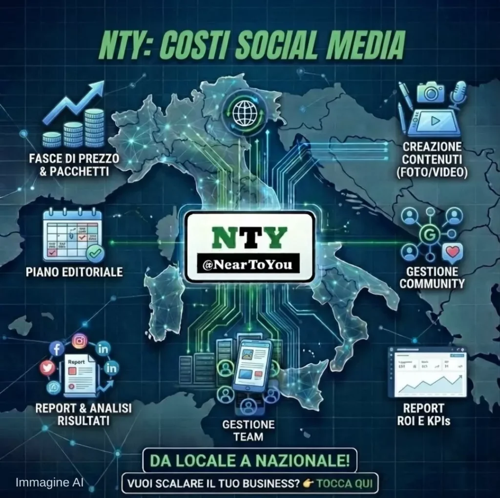 Illustrazione NTY sui costi di gestione dei social media per un'azienda: cosa incide sul prezzo