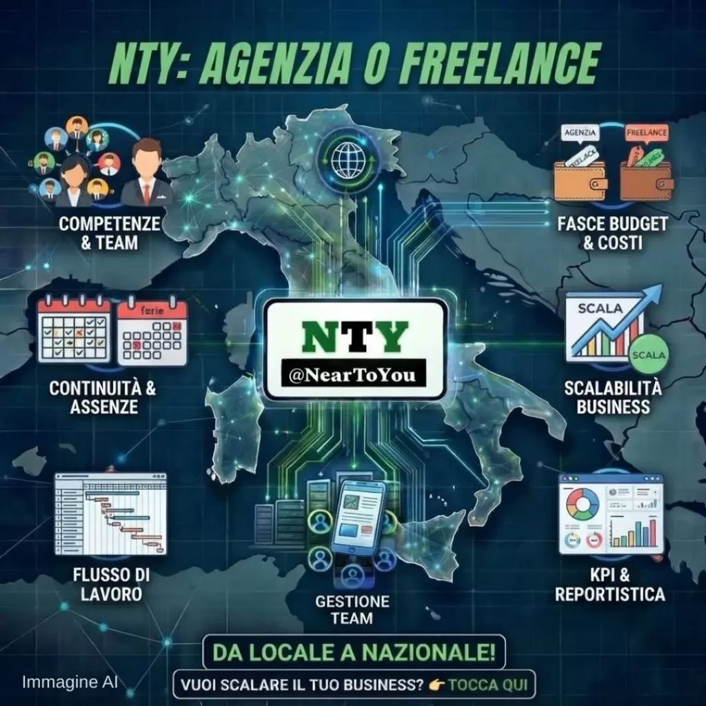 Infografica NTY su agenzia o freelance per il marketing: pro, contro e come scegliere