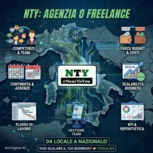 Infografica NTY su agenzia o freelance per il marketing: pro, contro e come scegliere